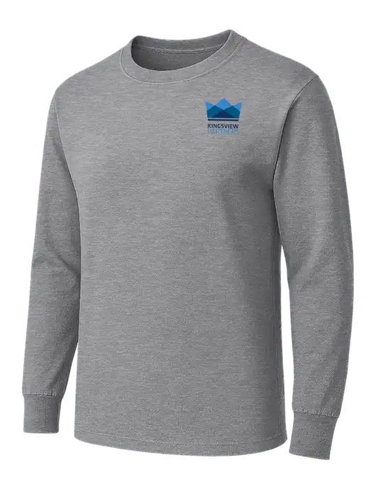 Medium Grey Heather Heavyweight Long Sleeve 6.1 oz T-Shirt w/Kingsview Partners Logo