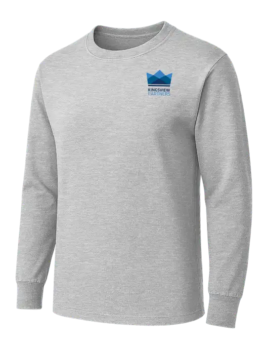 Light Grey Heather Heavyweight Long Sleeve 6.1 oz T-Shirt w/Kingsview Partners Logo