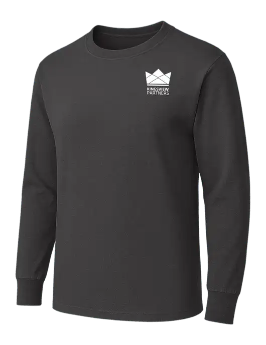 Charcoal Heavyweight Long Sleeve 6.1 oz T-Shirt w/Kingsview Partners Logo