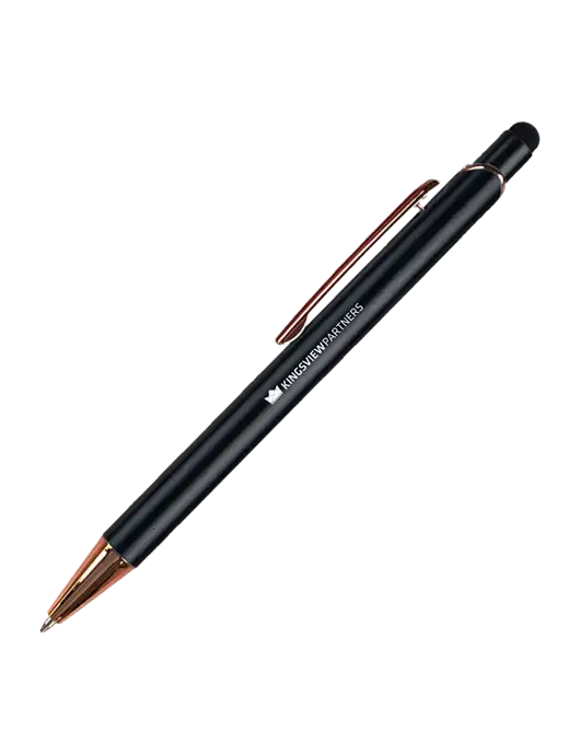 Waterlily Black Stylus Blue Ink Pen w/Kingsview Partners Logo
