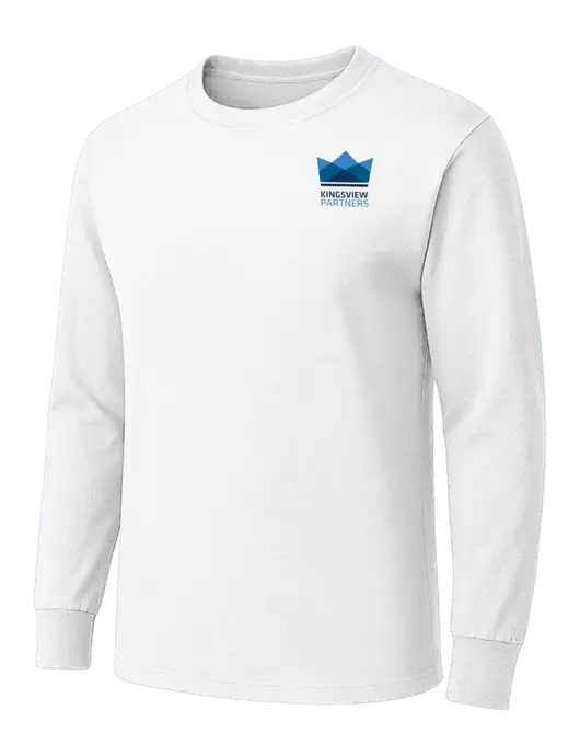 White Heavyweight Long Sleeve 6.1 oz T-Shirt w/Kingsview Partners Logo
