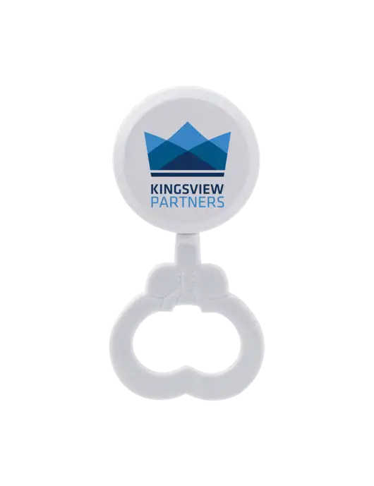 White Baby Rattle w/Kingsview Partners Logo