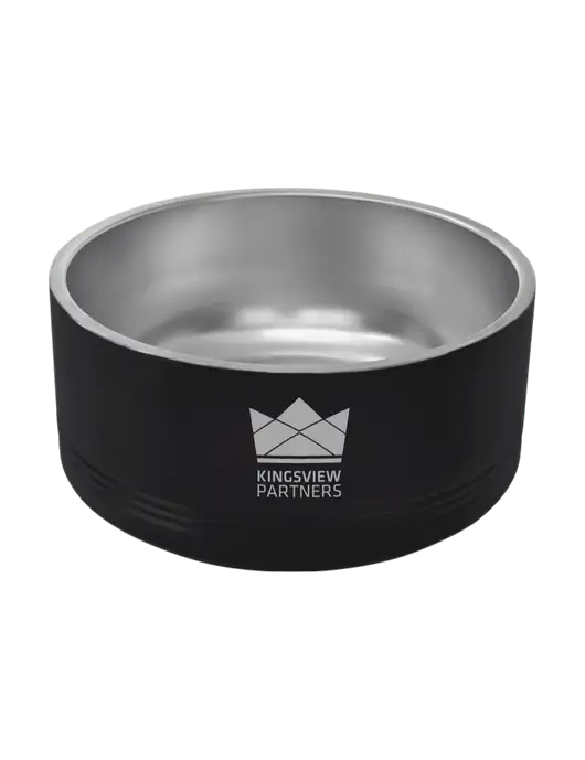 Polar Camel 64 oz. Large Black Pet Bowl w/Kingsview Partners Logo