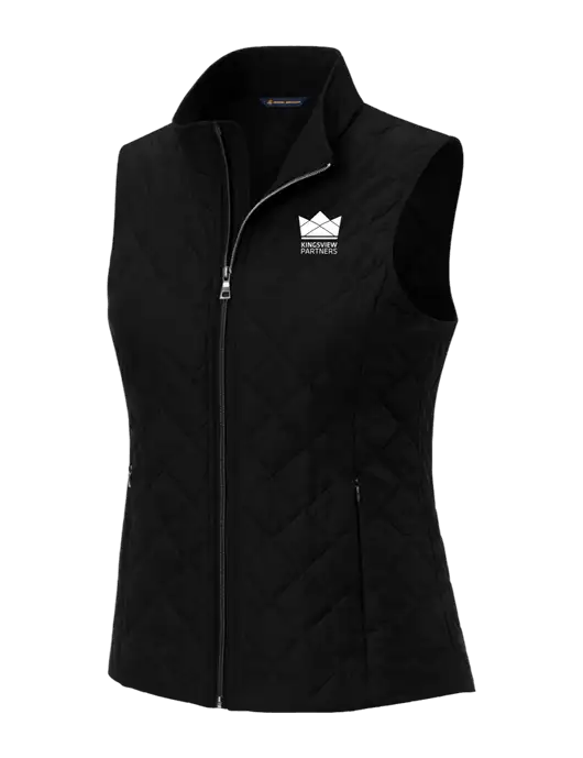 Brooks Brothers Womens Black Quilted Vest w/Kingsview Partners Logo
