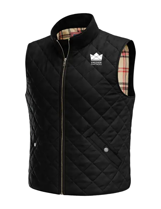 Brooks Brothers Black Quilted Vest w/Kingsview Partners Logo