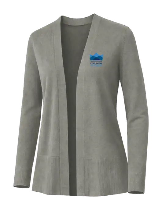 Brooks Brothers Womens Cotton Stretch Long Light Grey Cardigan Sweater w/Kingsview Partners Logo