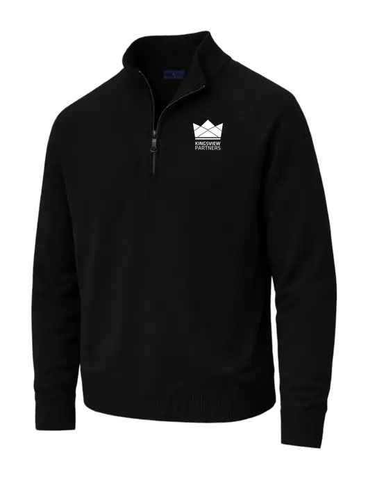 Brooks Brothers Cotton Stretch 1/4-Zip Black Sweater w/Kingsview Partners Logo