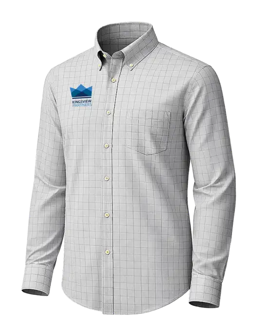 Brooks Brothers Wrinkle-Free Stretch Light Grey Patterned Shirt w/Kingsview Partners Logo