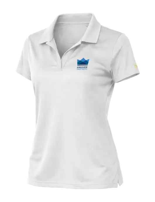 Brooks Brothers Womens Mesh Pique Performance White Polo w/Kingsview Partners Logo