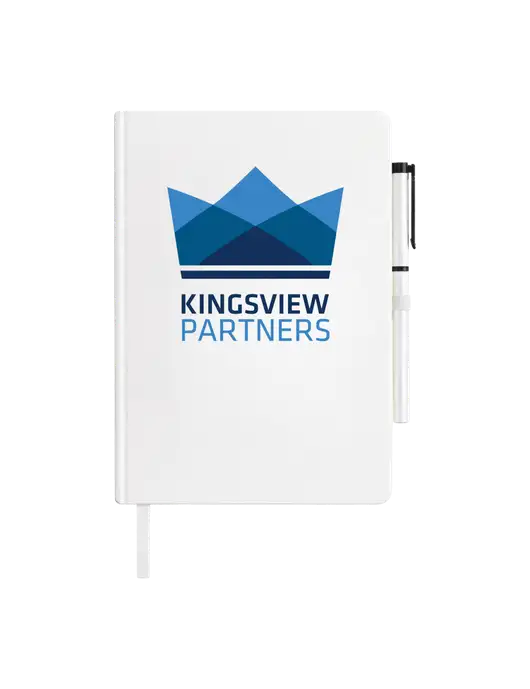 Soft Touch White Journal and Gel Pen Combo w/Kingsview Partners Logo