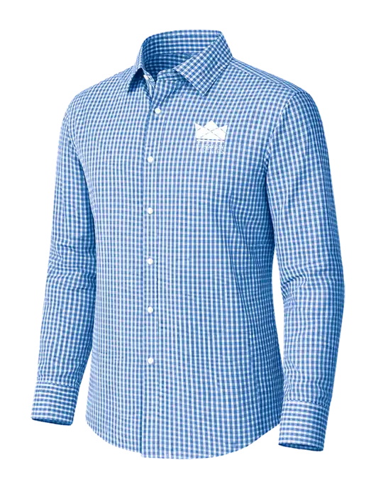 Brooks Brothers Tech Stretch Light Royal Blue Check Patterned Shirt w/Kingsview Partners Logo