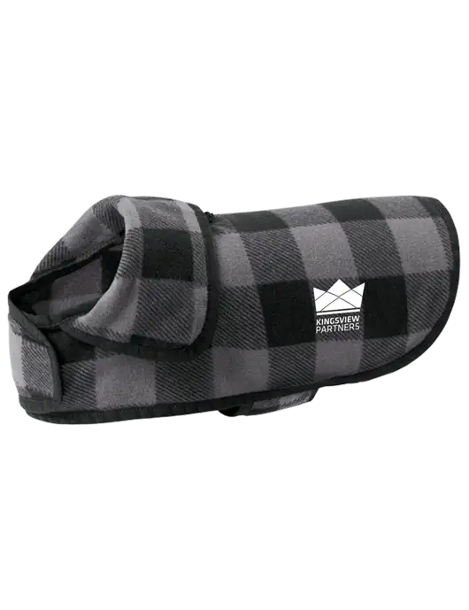 Pawsh Buffalo Grey/Black Check Pet Fleece Jacket w/Kingsview Partners Logo