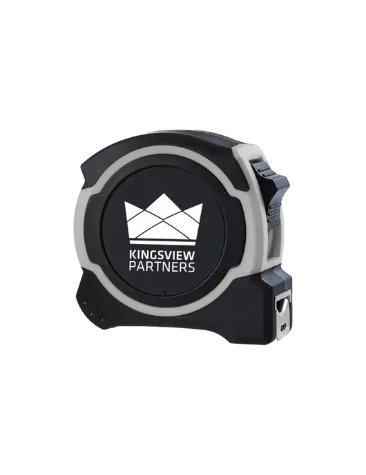 Light Grey and Black Pro Tape Measure, 25'
 w/Kingsview Partners Logo