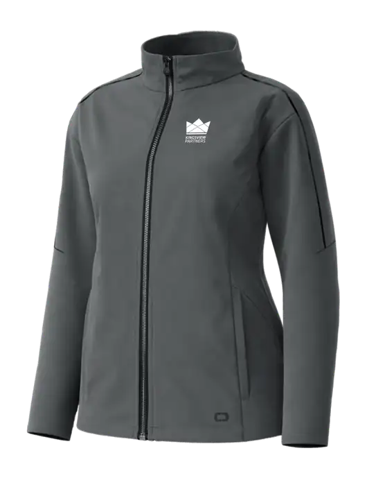 OGIO Womens Commuter Full-Zip Soft Shell Dark Grey Jacket w/Kingsview Partners Logo