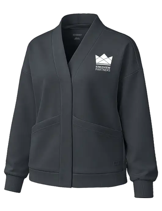 OGIO Womens Transcend Dark Grey Cardigan w/Kingsview Partners Logo