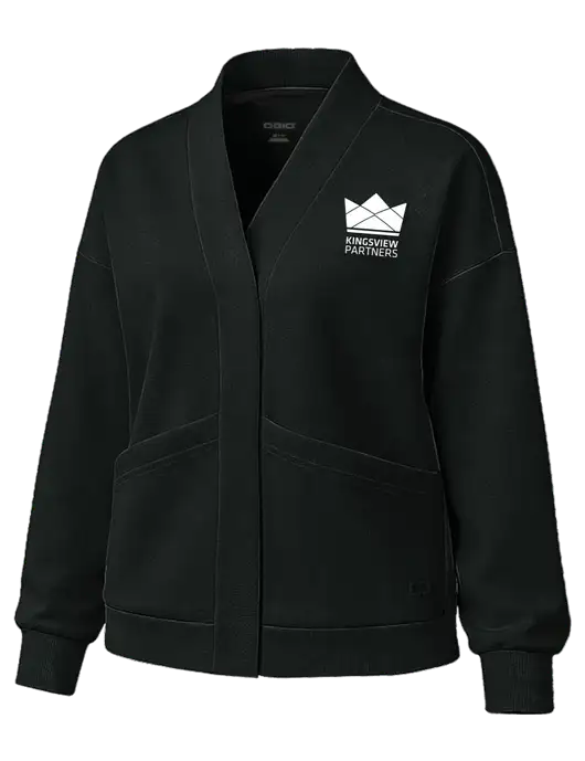 OGIO Womens Transcend Black Cardigan w/Kingsview Partners Logo