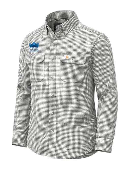 Carhartt Rugged Flex Plaid Light Grey Long Sleeve Shirt w/Kingsview Partners Logo
