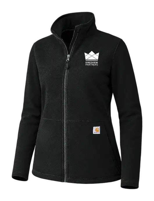 Carhartt Womens Black Textured Full-Zip Fleece Jacket w/Kingsview Partners Logo