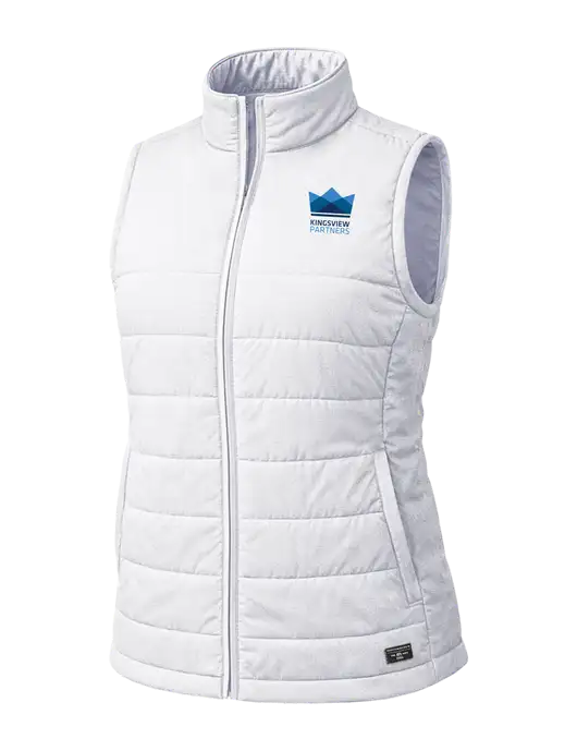 TravisMathew Womens Cold Bay Very Light Gray Vest w/Kingsview Partners Logo