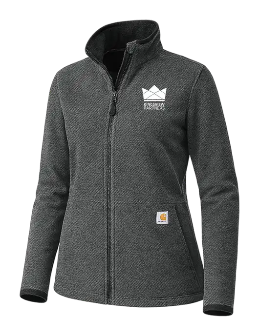 Carhartt Womens Very Dark Grey Heather Textured Full-Zip Fleece Jacket w/Kingsview Partners Logo