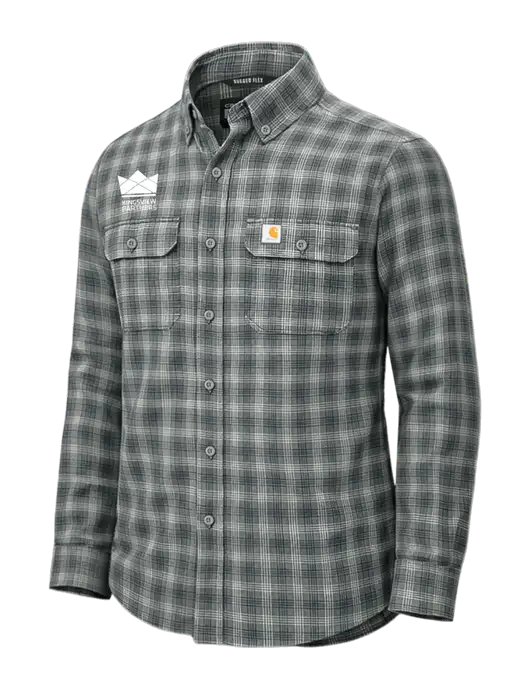 Carhartt Rugged Flex Plaid Dark Grey Long Sleeve Shirt w/Kingsview Partners Logo
