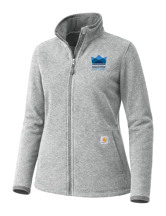 Carhartt Womens Medium Grey Heather Textured Full-Zip Fleece Jacket w/Kingsview Partners Logo