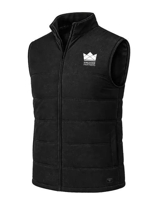 TravisMathew Cold Bay Black Vest w/Kingsview Partners Logo