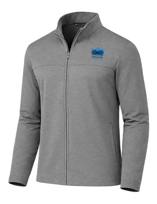 TravisMathew Dark Medium Grey Newport Full-Zip Fleece Jacket w/Kingsview Partners Logo
