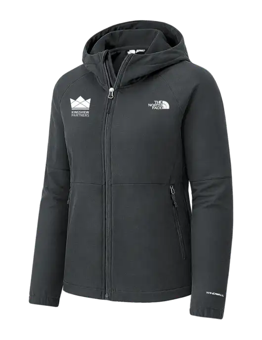 The North Face Womens Very Dark Grey Barr Lake Hooded Soft Shell Jacket w/Kingsview Partners Logo