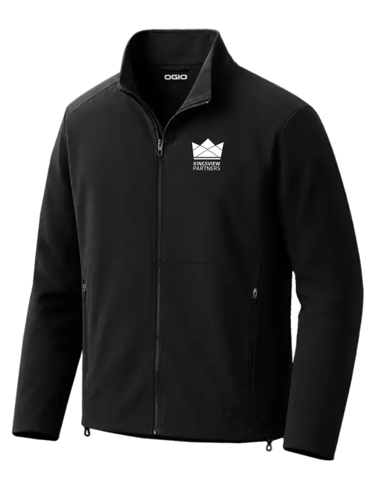 OGIO Kinetic Soft Shell Black Jacket w/Kingsview Partners Logo