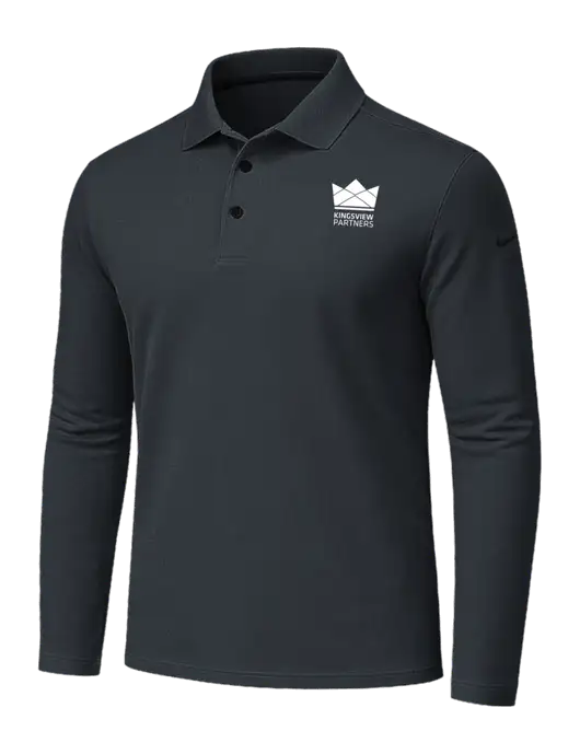 Nike Dark Grey Dri-FIT Micro Pique 2.0 Long Sleeve Polo w/Kingsview Partners Logo