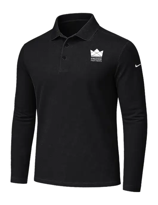 Nike Black Dri-FIT Micro Pique 2.0 Long Sleeve Polo w/Kingsview Partners Logo