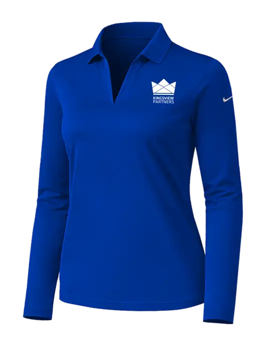 Nike Womens Dark Royal Dri-FIT Micro Pique 2.0 Long Sleeve Polo w/Kingsview Partners Logo