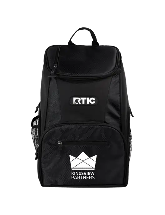 RTIC 15 Can Lightweight Black Backpack Cooler w/Kingsview Partners Logo