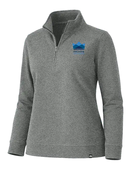 TravisMathew Womens Coveside Medium Dark Grey Heather Heather 1/2 Zip w/Kingsview Partners Logo