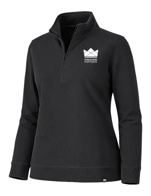 TravisMathew Womens Coveside Black 1/2 Zip w/Kingsview Partners Logo