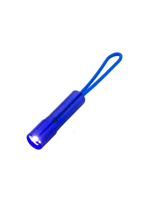 Mini Royal Blue LED Flashlight with Silicone Loop w/Kingsview Partners Logo